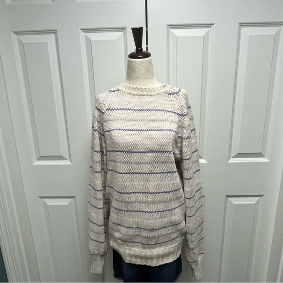 cricket Sweaters - Vintage Cricket Striped Sweater Cotton Ramie Size Large